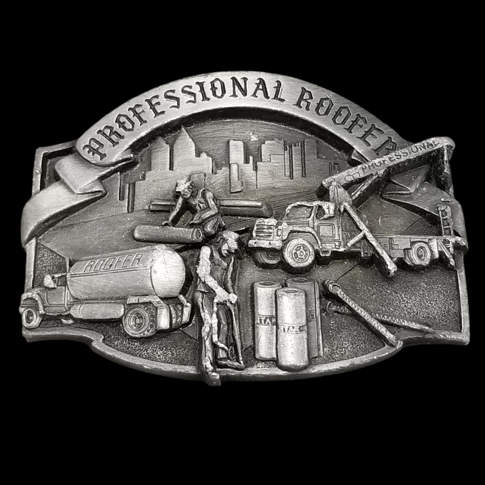 Vintage Trade Specialties‎ Professional Roofer Belt Buckle Pewter Construction